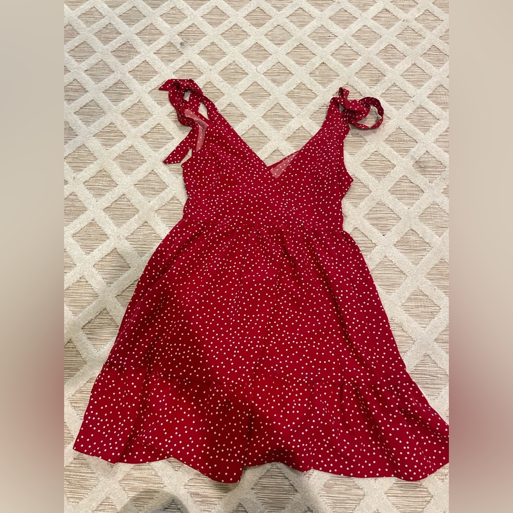 Red polka dot dress